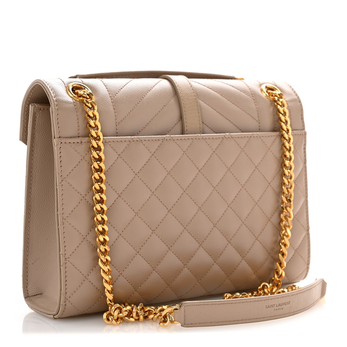 Grain De Poudre Textured Mixed Matelasse Medium Triquilt Monogram Satchel Dark Beige