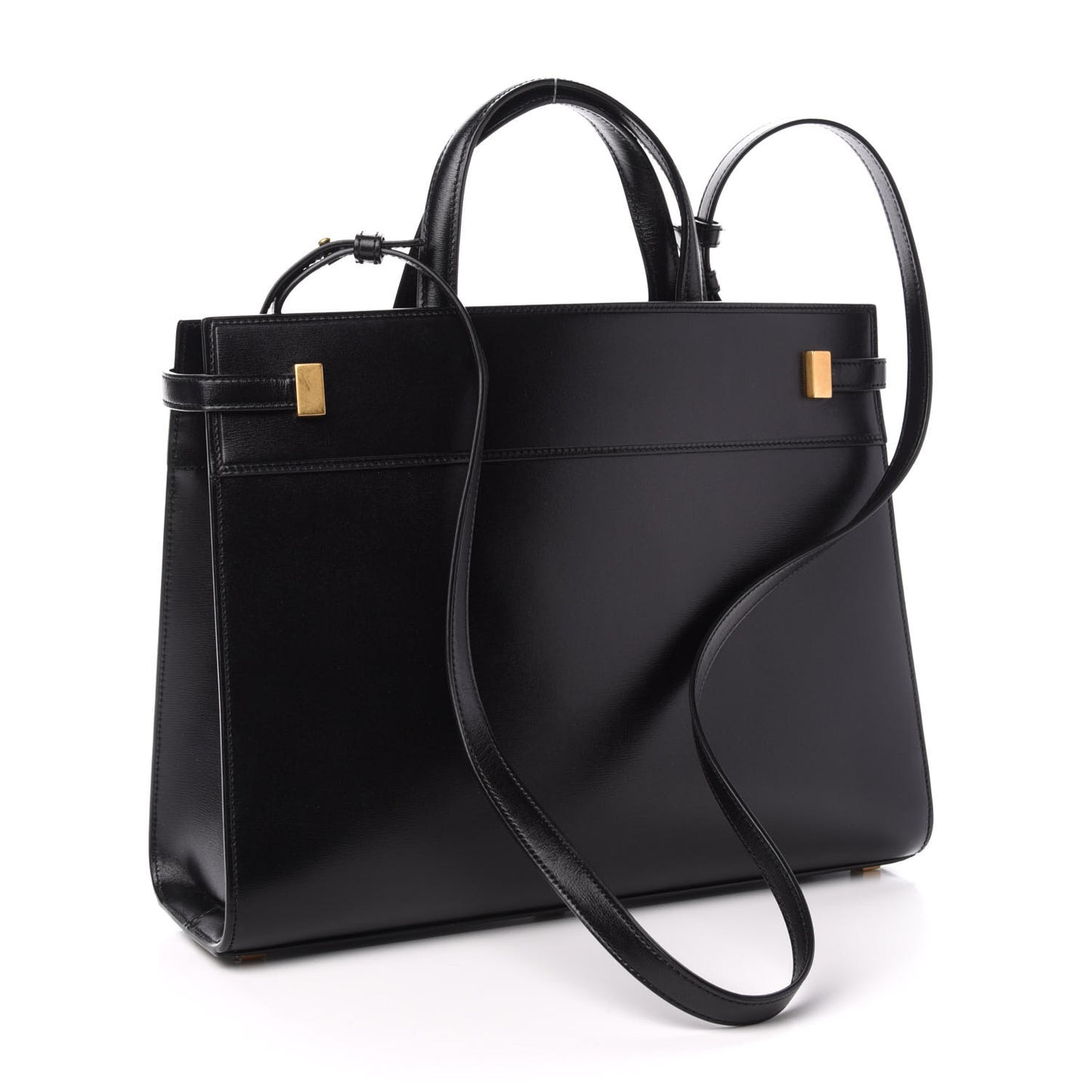 Calfskin Small Manhattan Shopper Tote Black