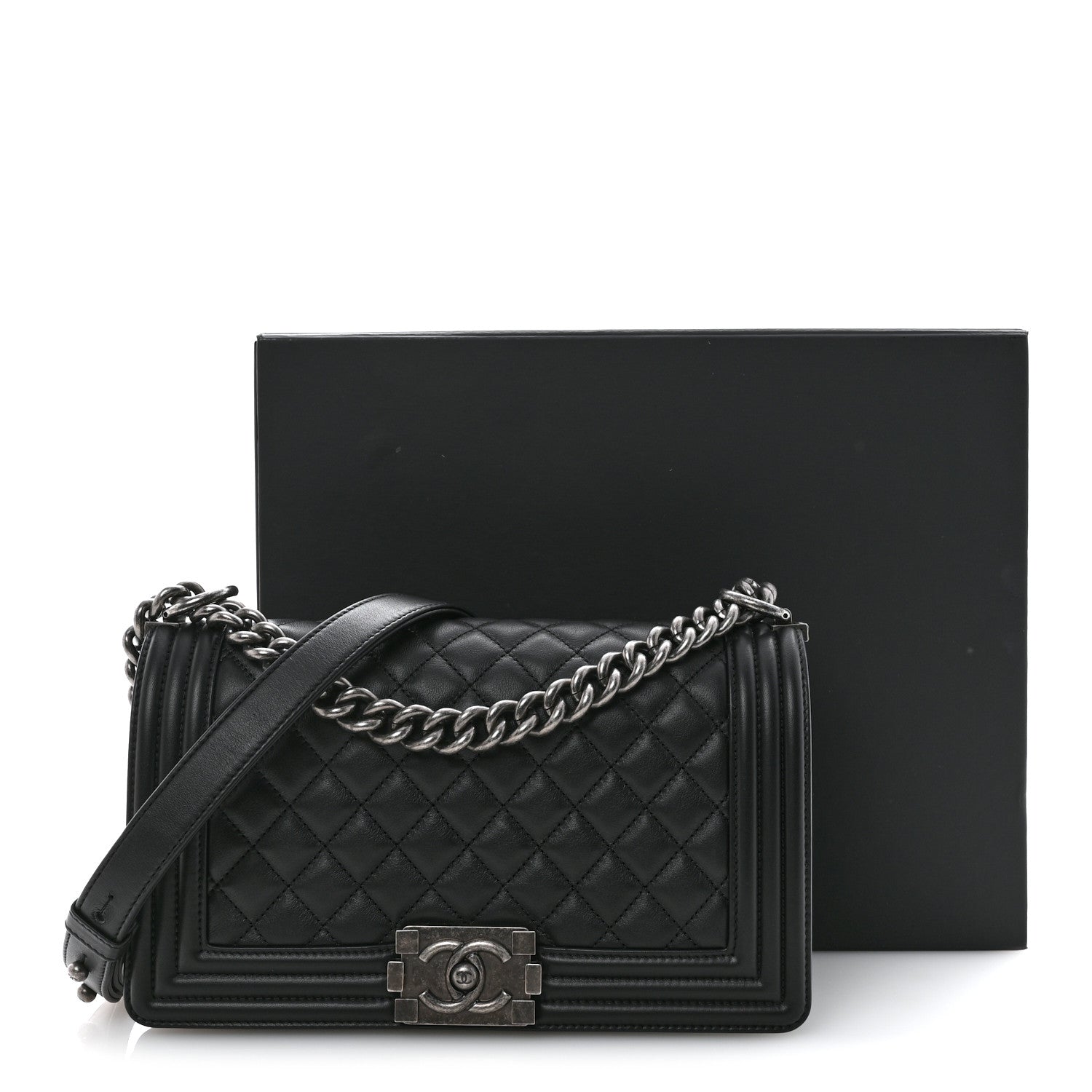 Chanel Calfskin Quilted Medium Boy Flap Black 11 of 11