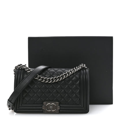 Chanel Calfskin Quilted Medium Boy Flap Black 11 of 11