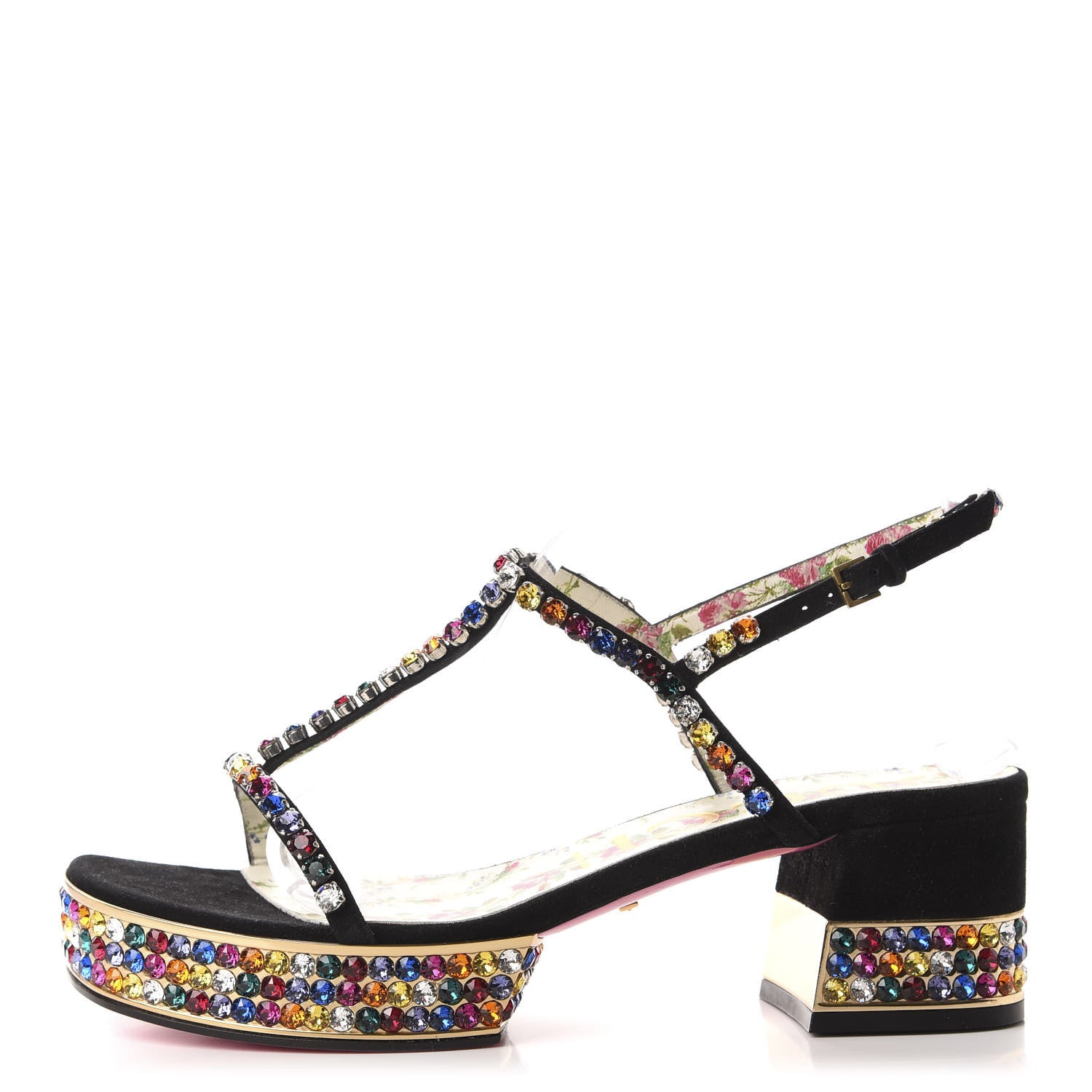 Gucci Kid Scamosciato Crystal Mira Platform Sandals 40 Multicolor 1 of 11