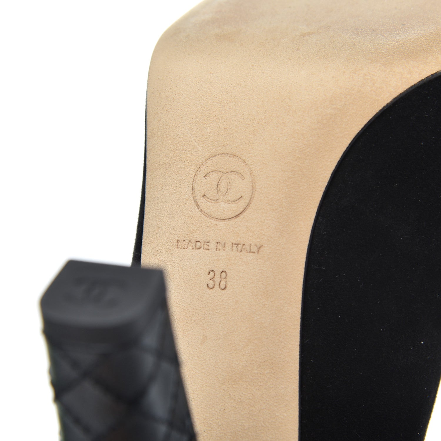 Chanel Suede Cap Toe CC Pumps 38 Black 6 of 18