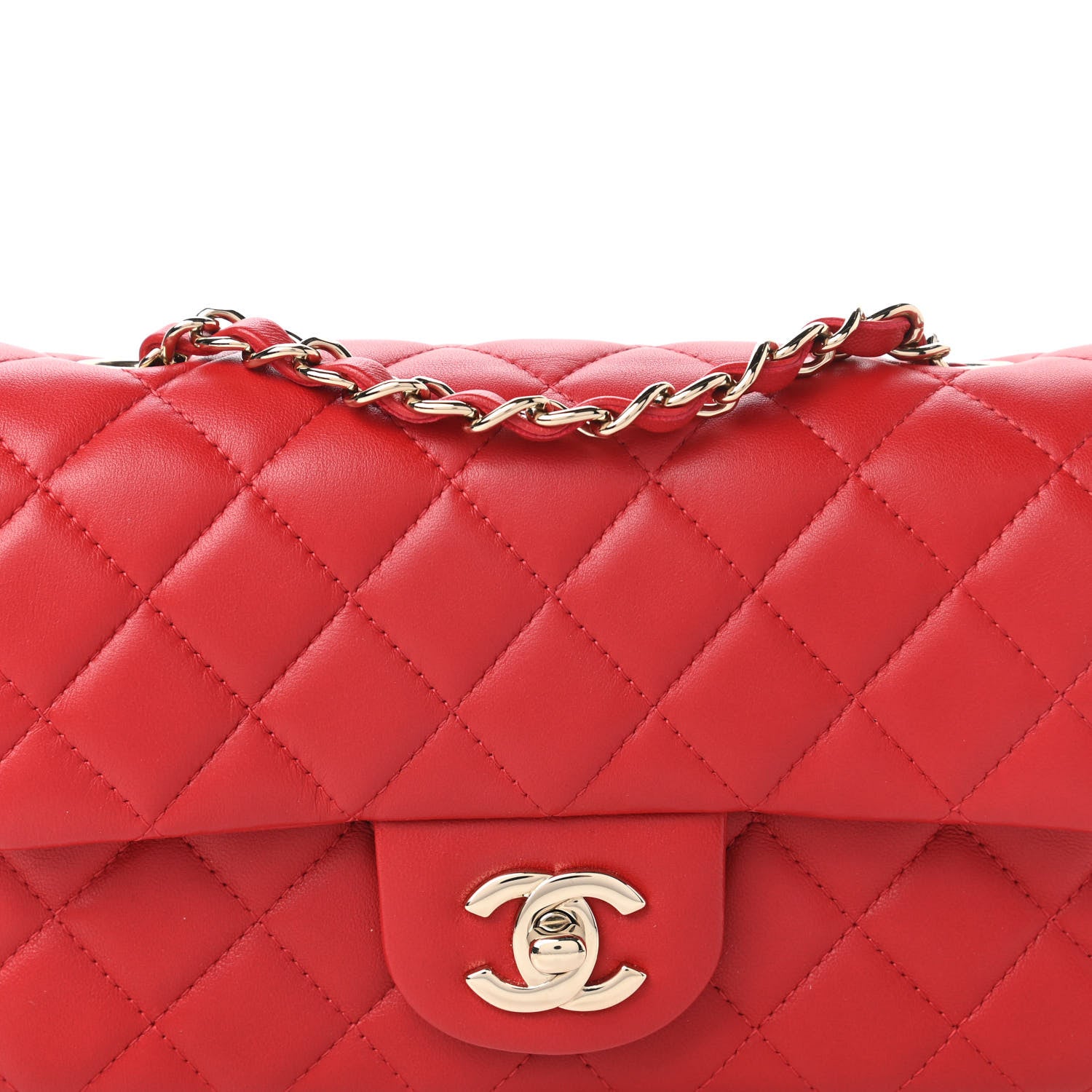 Chanel Lambskin Quilted Mini Rectangular Flap Red 10 of 11