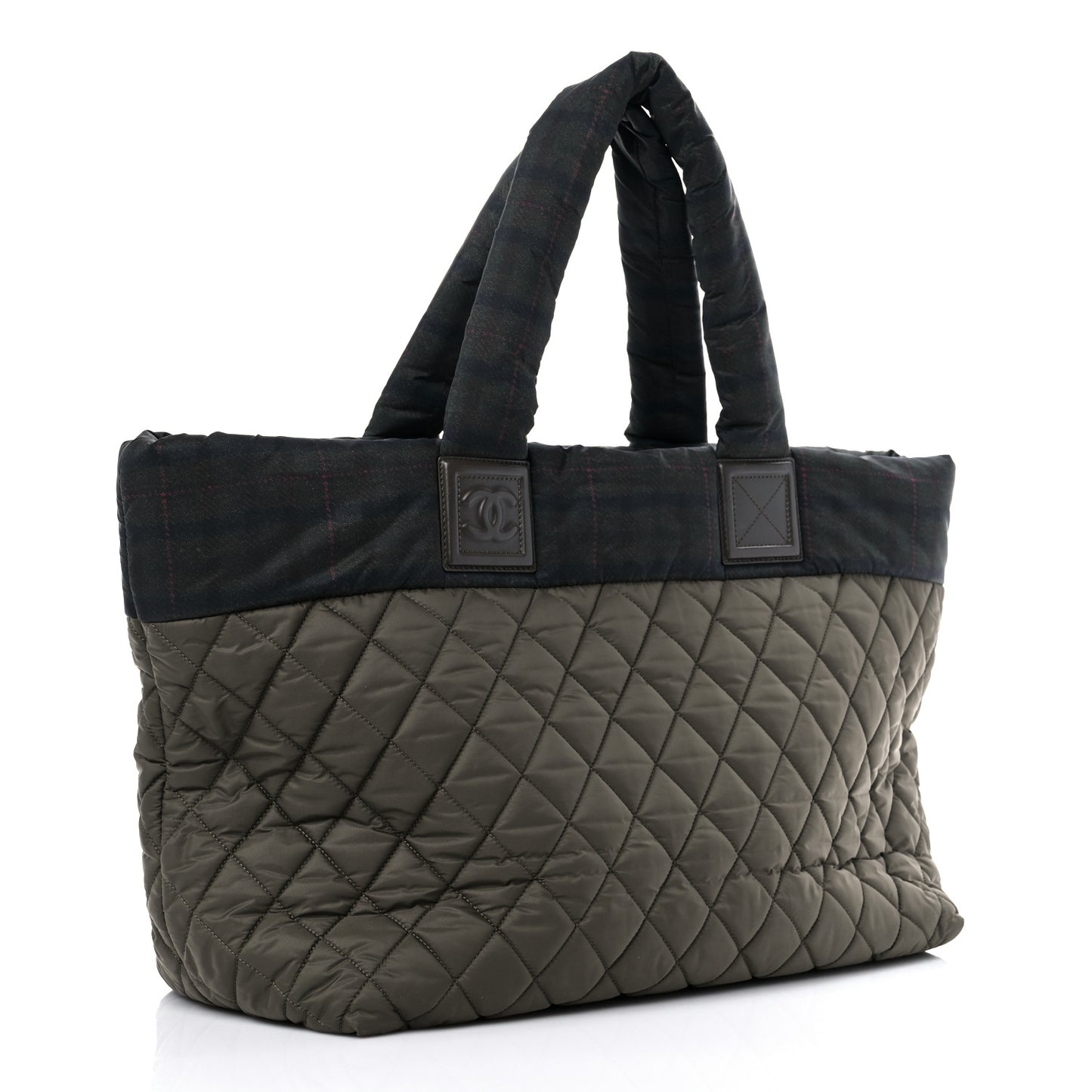 Nylon Quilted Large Coco Cocoon Tote Khaki