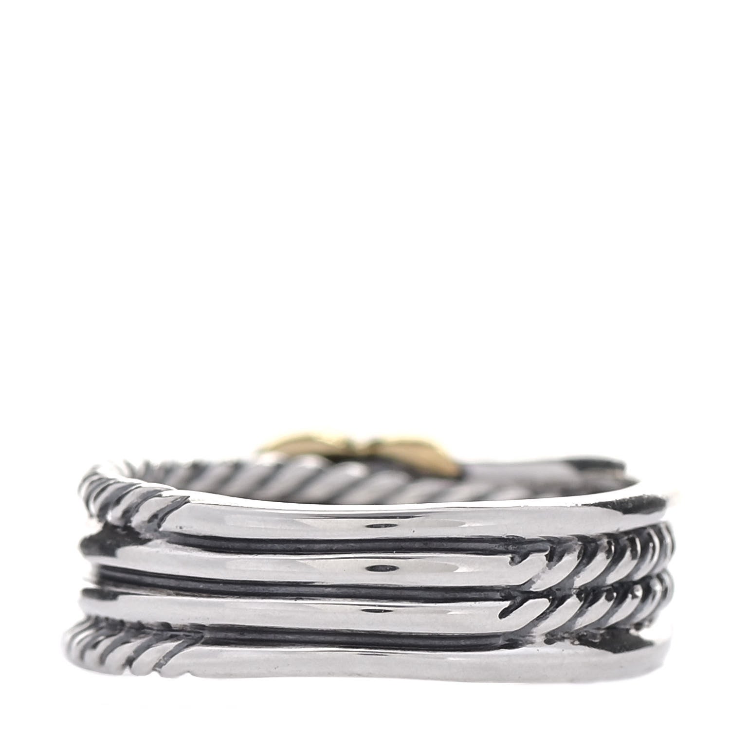 David Yurman Sterling Silver 18K Yellow Gold 6mm X Crossover Ring 54 6.75 3 of 6