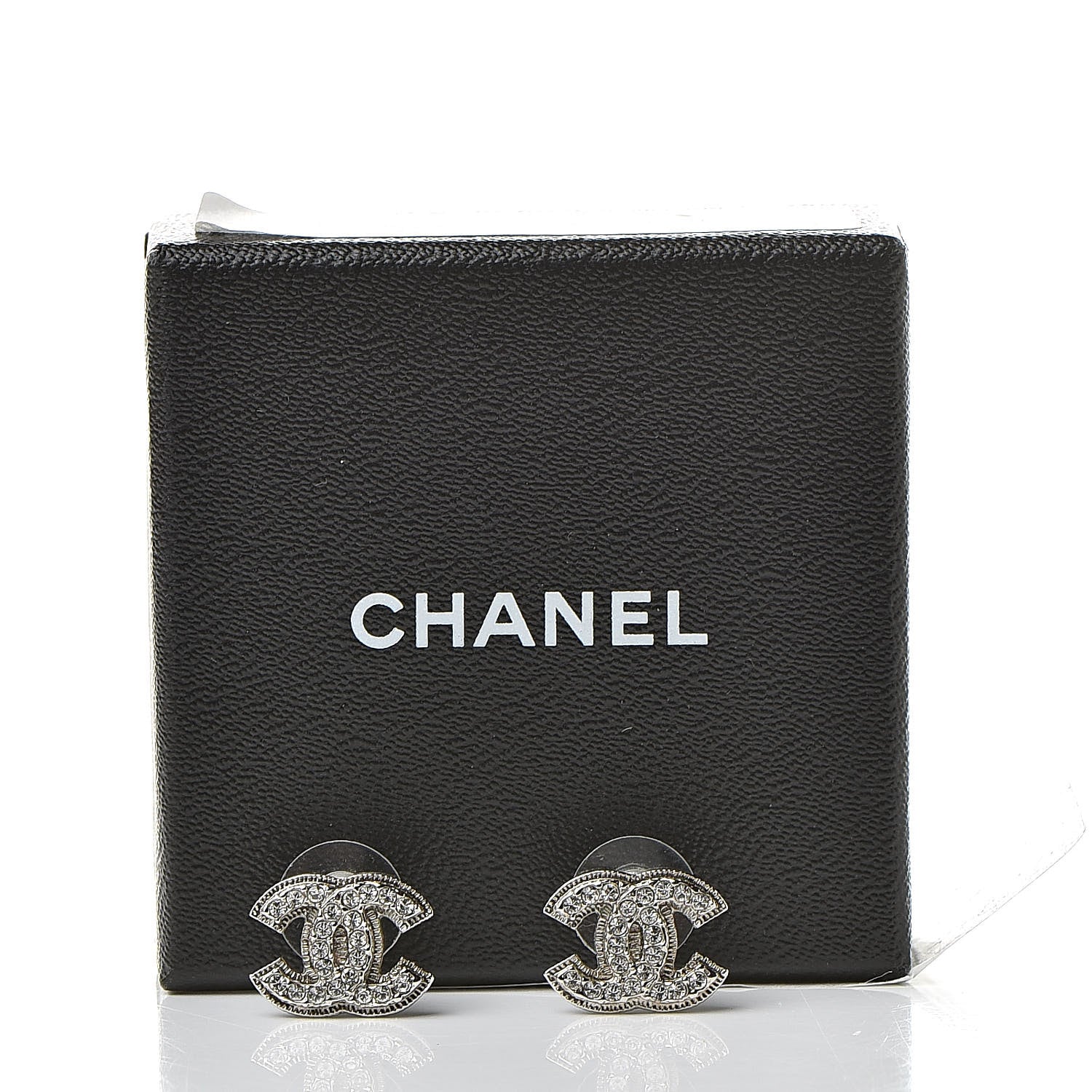 Chanel Crystal Mini Timeless CC Earrings Silver 5 of 5