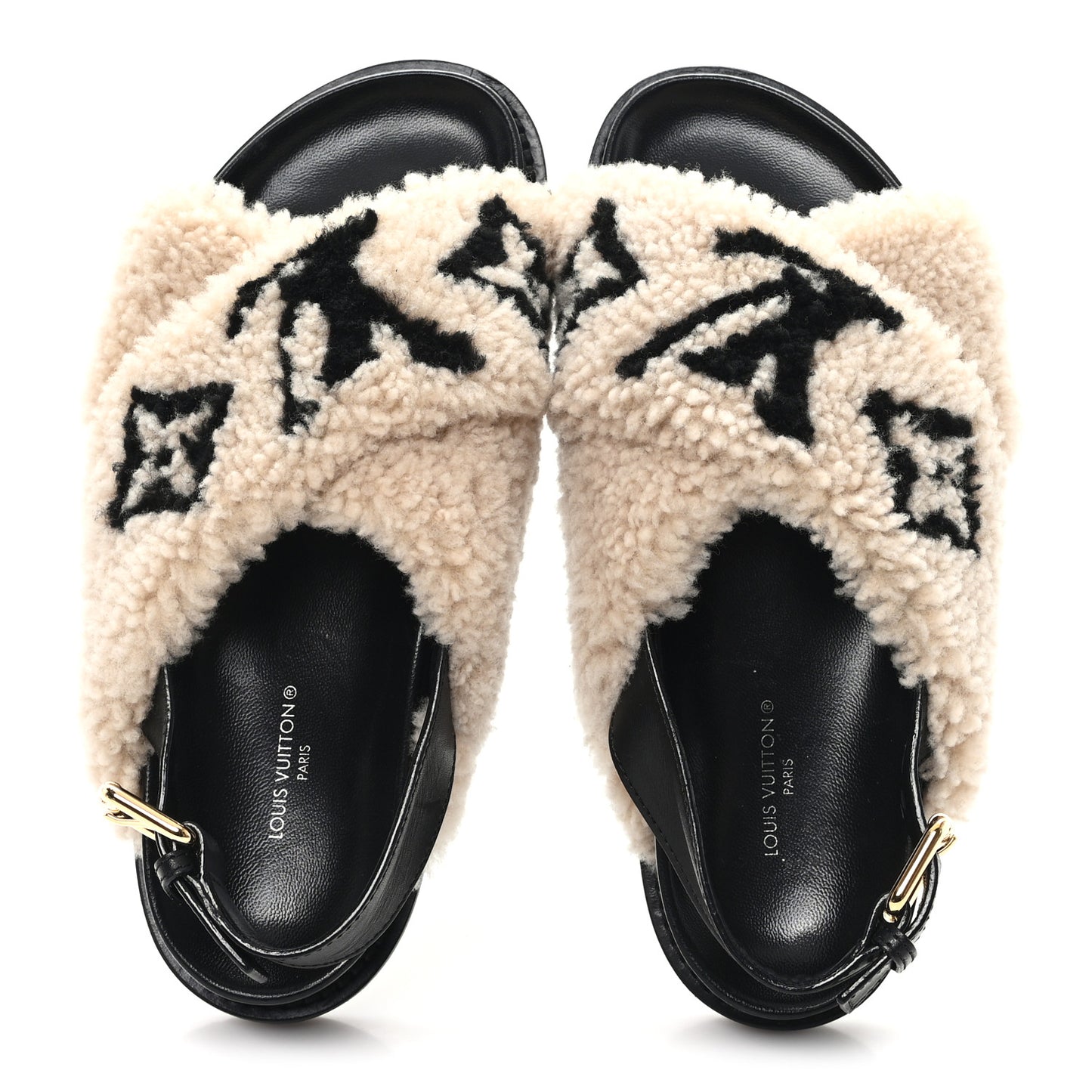 Shearling Paseo Sandals 37 Black