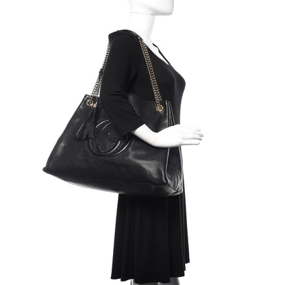 Gucci Pebbled Calfskin Large Soho Chain Shoulder Bag Black 2 of 9