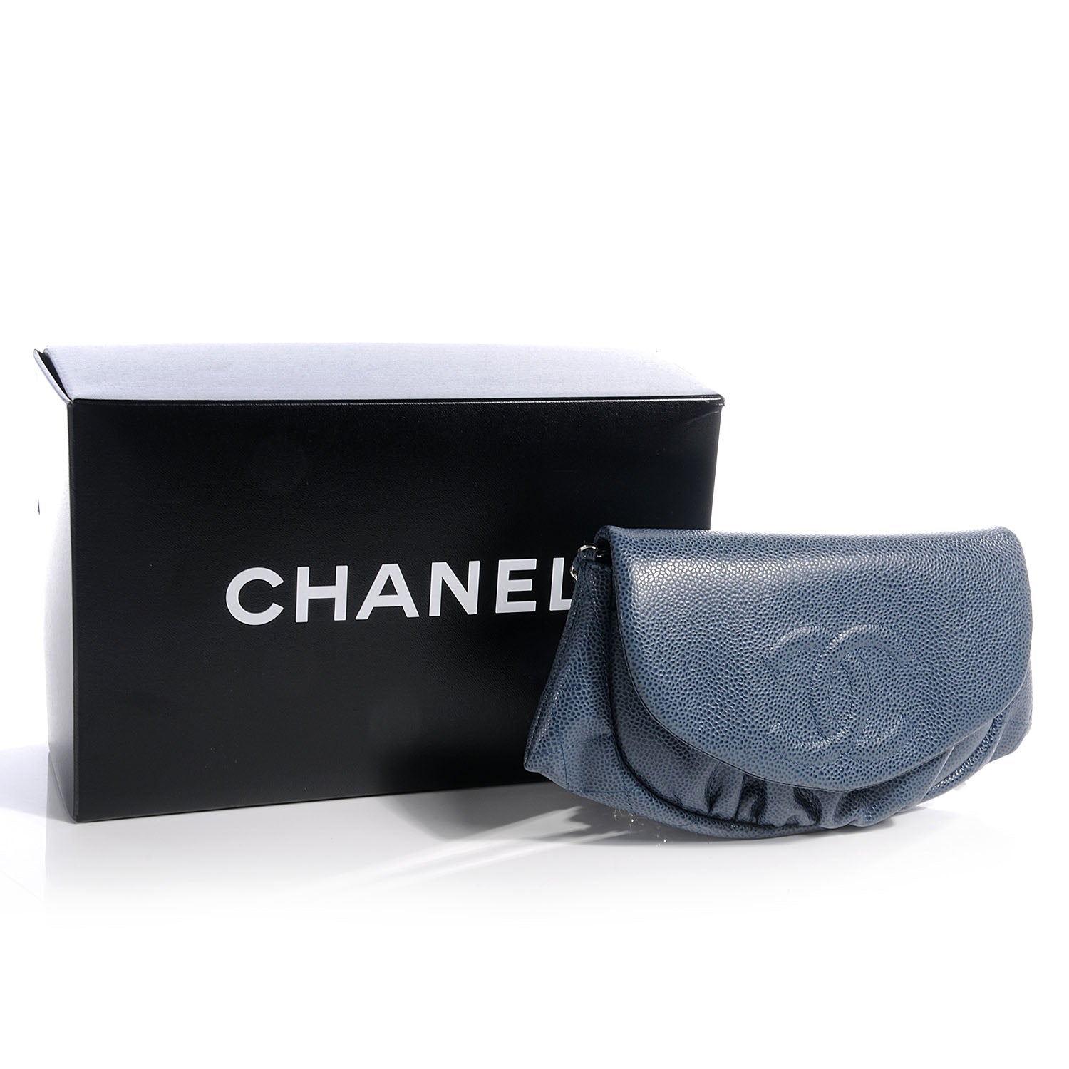 Chanel Caviar Half Moon Wallet On Chain WOC Blue 5 of 9