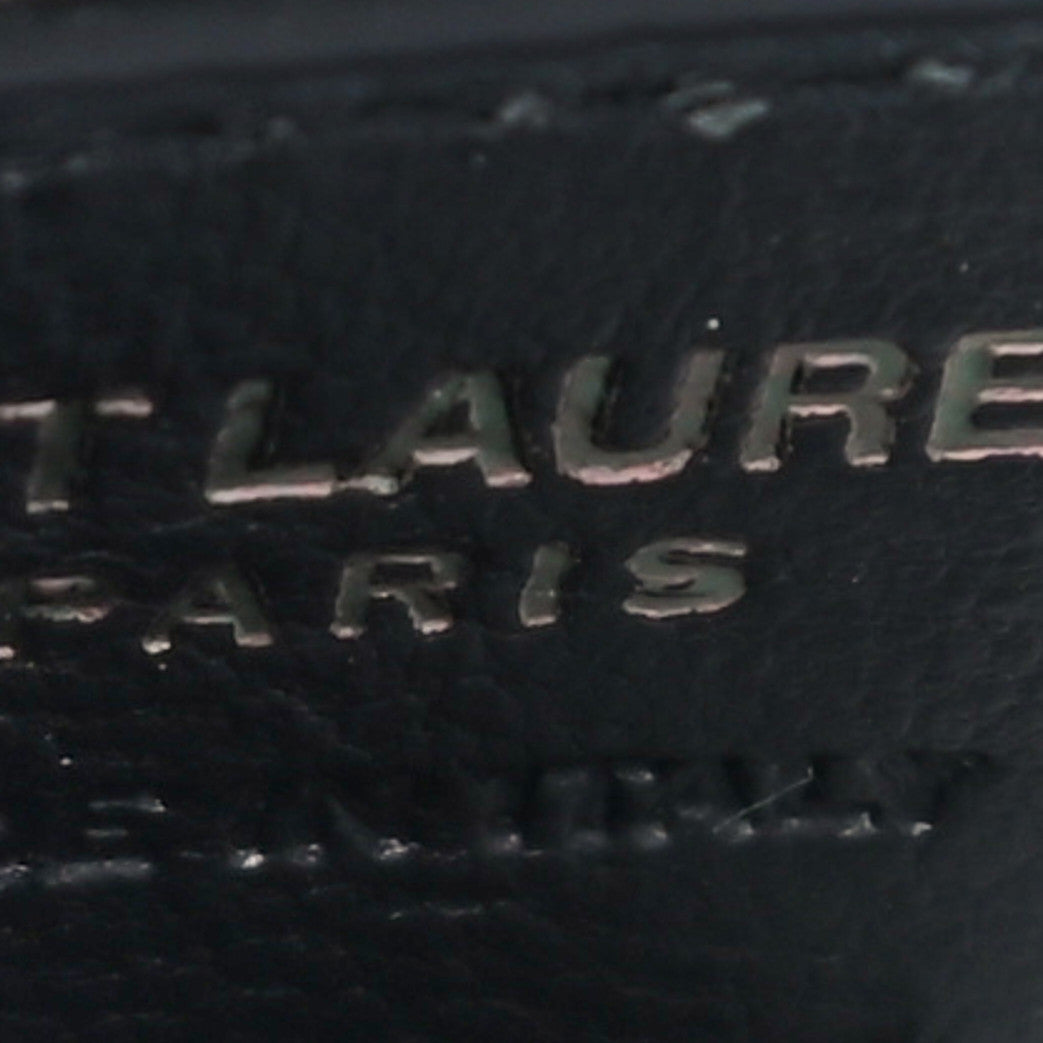 Saint Laurent Grain De Poudre Matelasse Chevron Monogram Credit Card Case Black 6 of 9