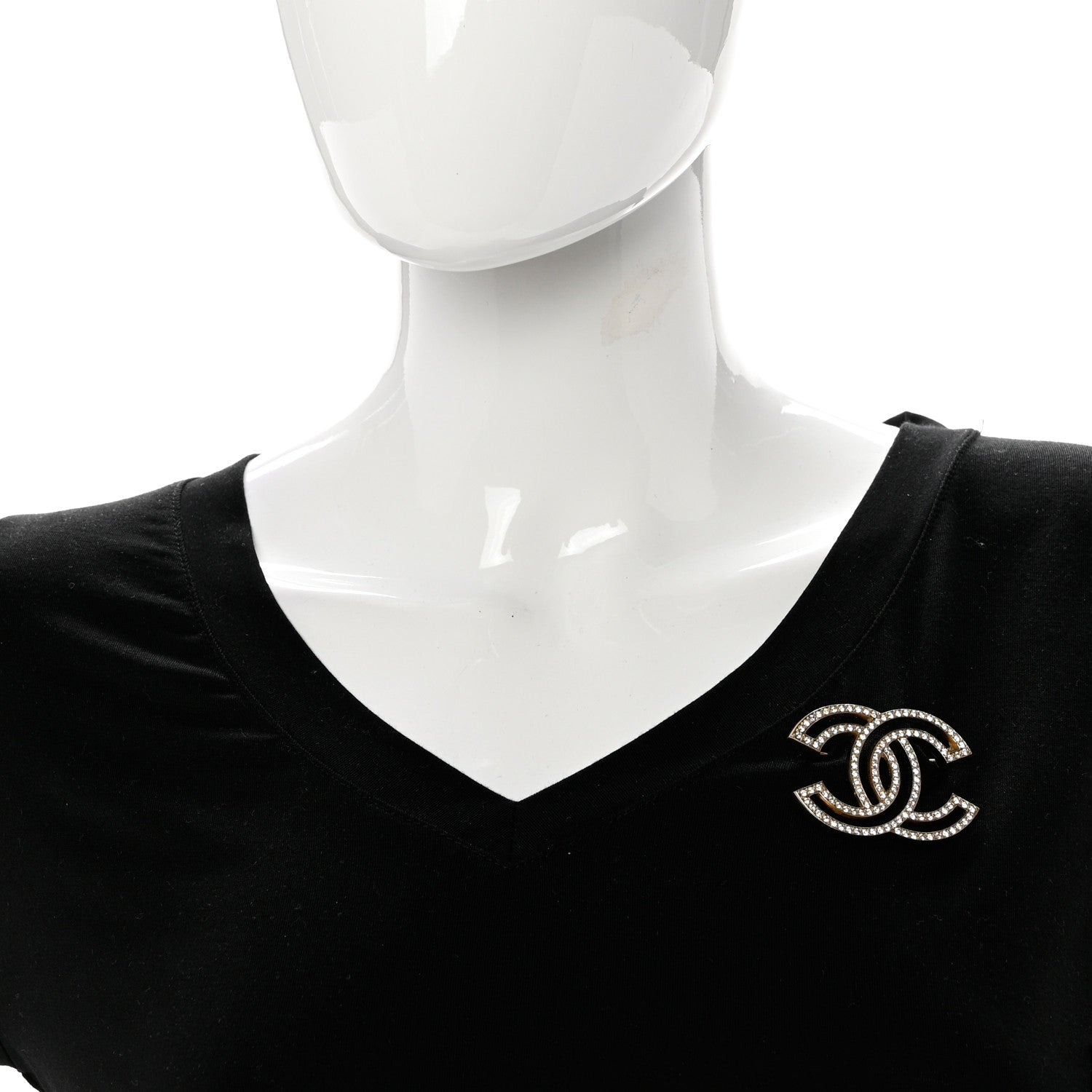 Chanel Crystal CC Brooch Light Gold 2 of 4