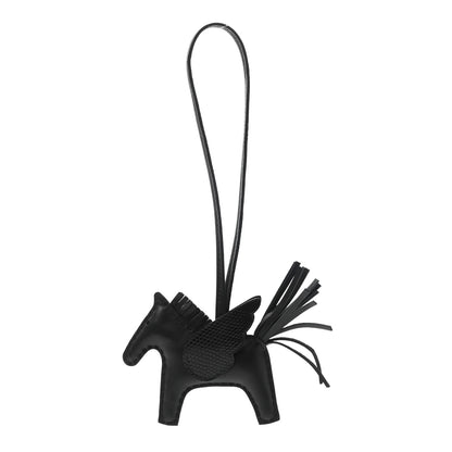 Hermes Milo Lambskin Lizard Touch Grigri Rodeo Pegase Horse Bag Charm PM So Black 1 of 5