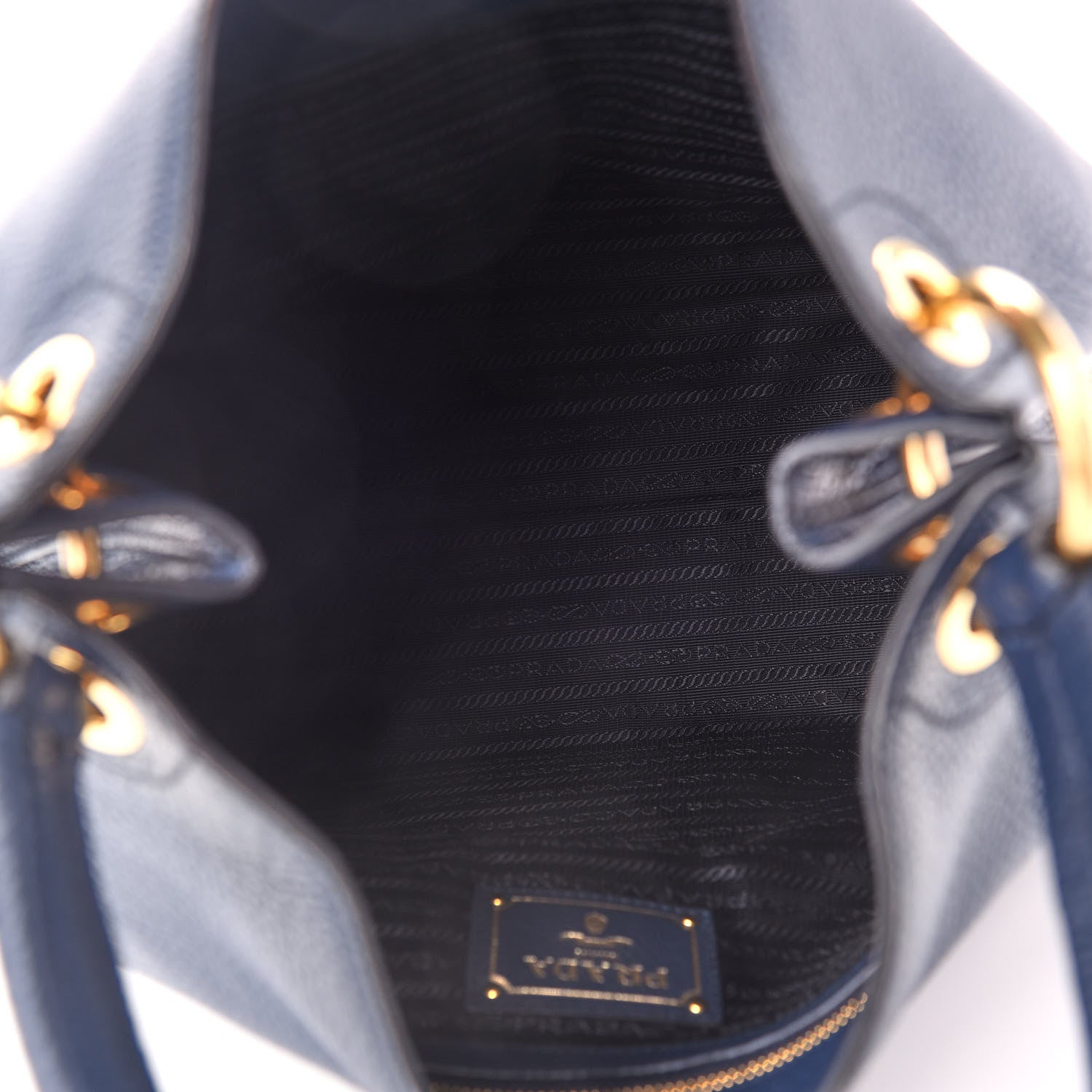 Prada Vitello Phenix Embossed Logo Hobo Baltico 5 of 9