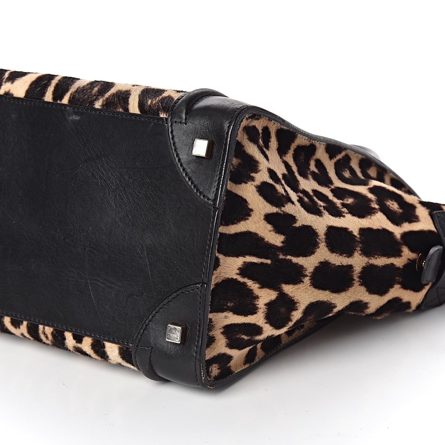 Celine Leopard Pony Hair Mini Luggage Brown 9 of 10