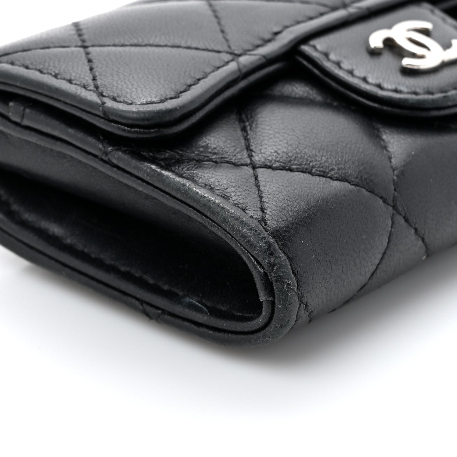 Chanel Lambskin Quilted Flap Card Holder Wallet Black 10 of 13