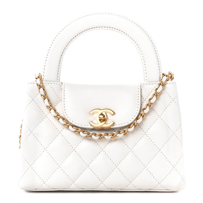 Chanel Shiny Aged Calfskin Quilted Nano Kelly Shopper White 1 of 11