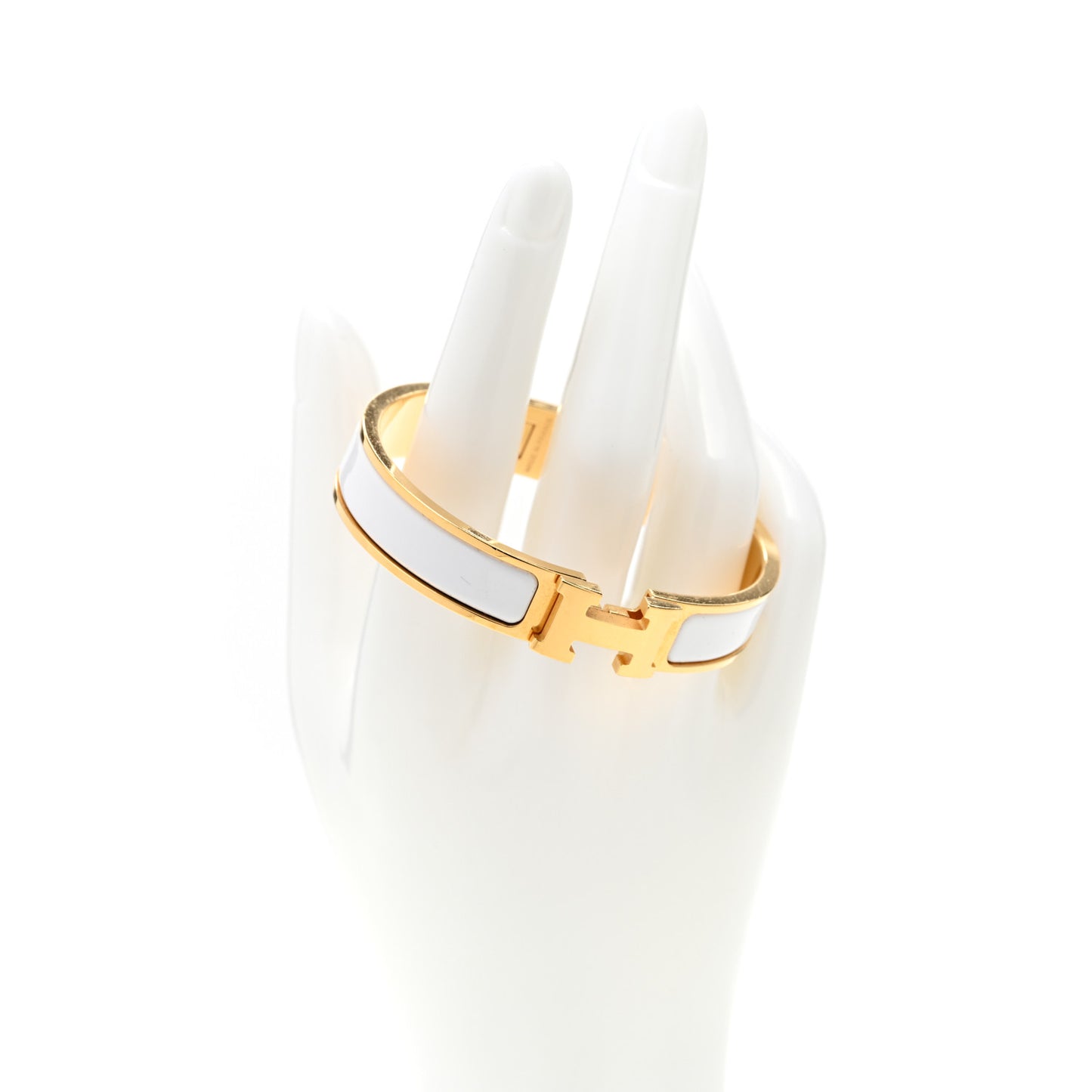 Enamel Narrow Clic Clac H Bracelet PM White