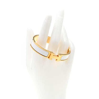 Hermes Enamel Narrow Clic Clac H Bracelet PM White 4 of 5