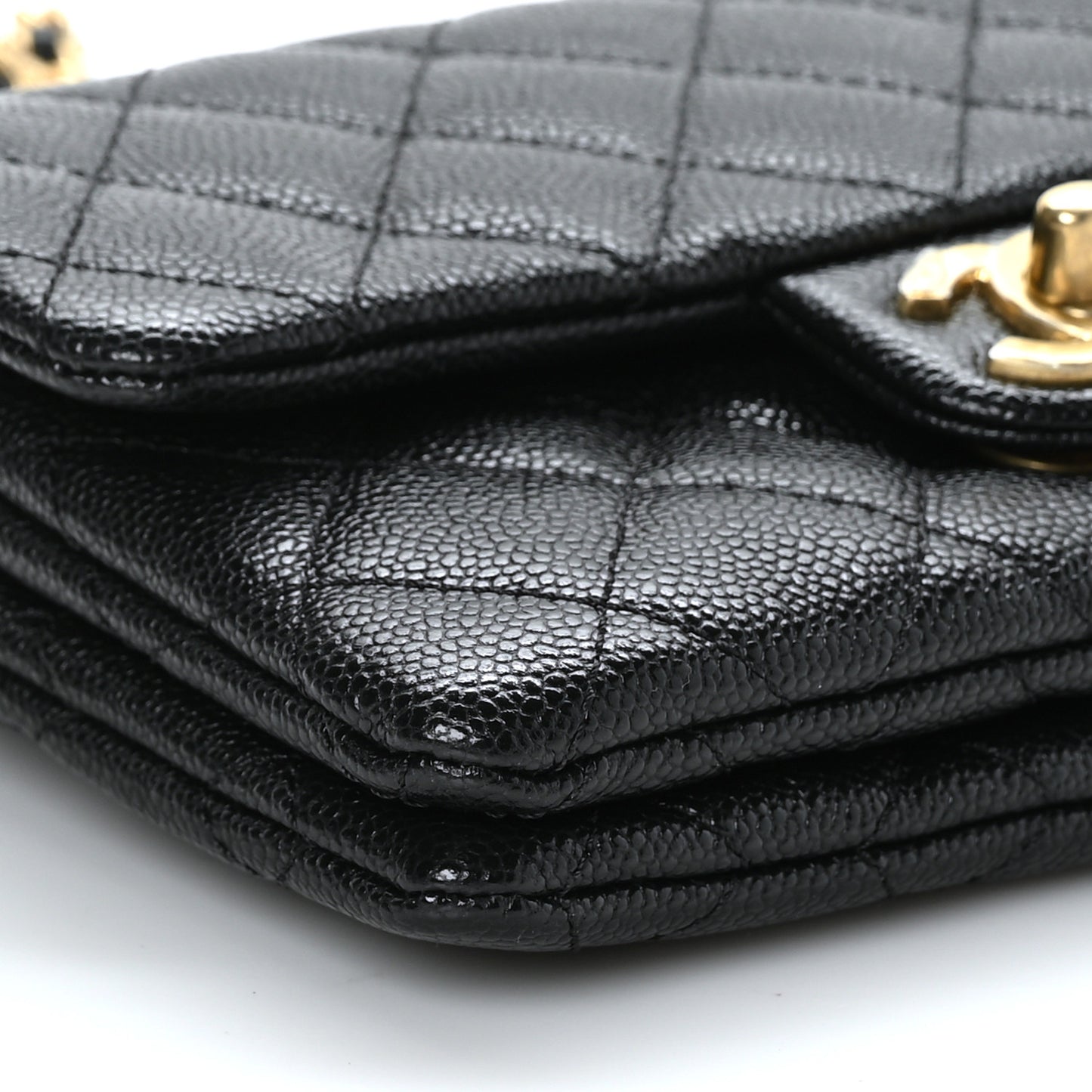 Shiny Caviar Pick Me Up Flap Belt Bag Black