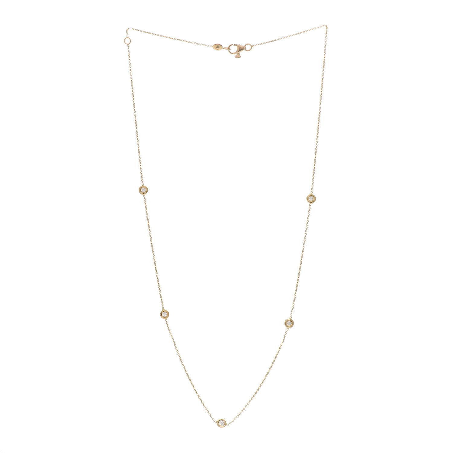 Roberto Coin 18K Yellow Gold Diamond .25ct Diamonds By The Inch Five Station Necklace 3 of 5