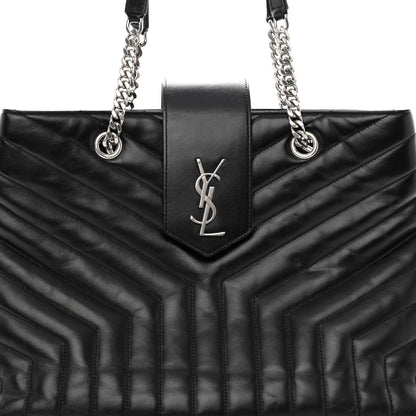 Saint Laurent Calfskin Y Quilted Monogram Large Loulou Shopper Black 8 of 10