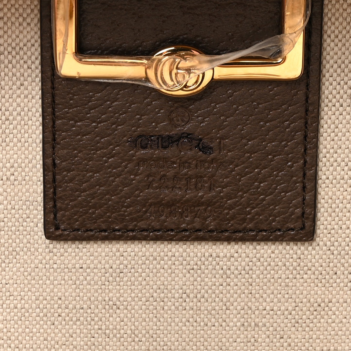 Monogram Jumbo GG Textured Dollar Calfskin Top Handle Beauty Case Camel Ebony New Acero