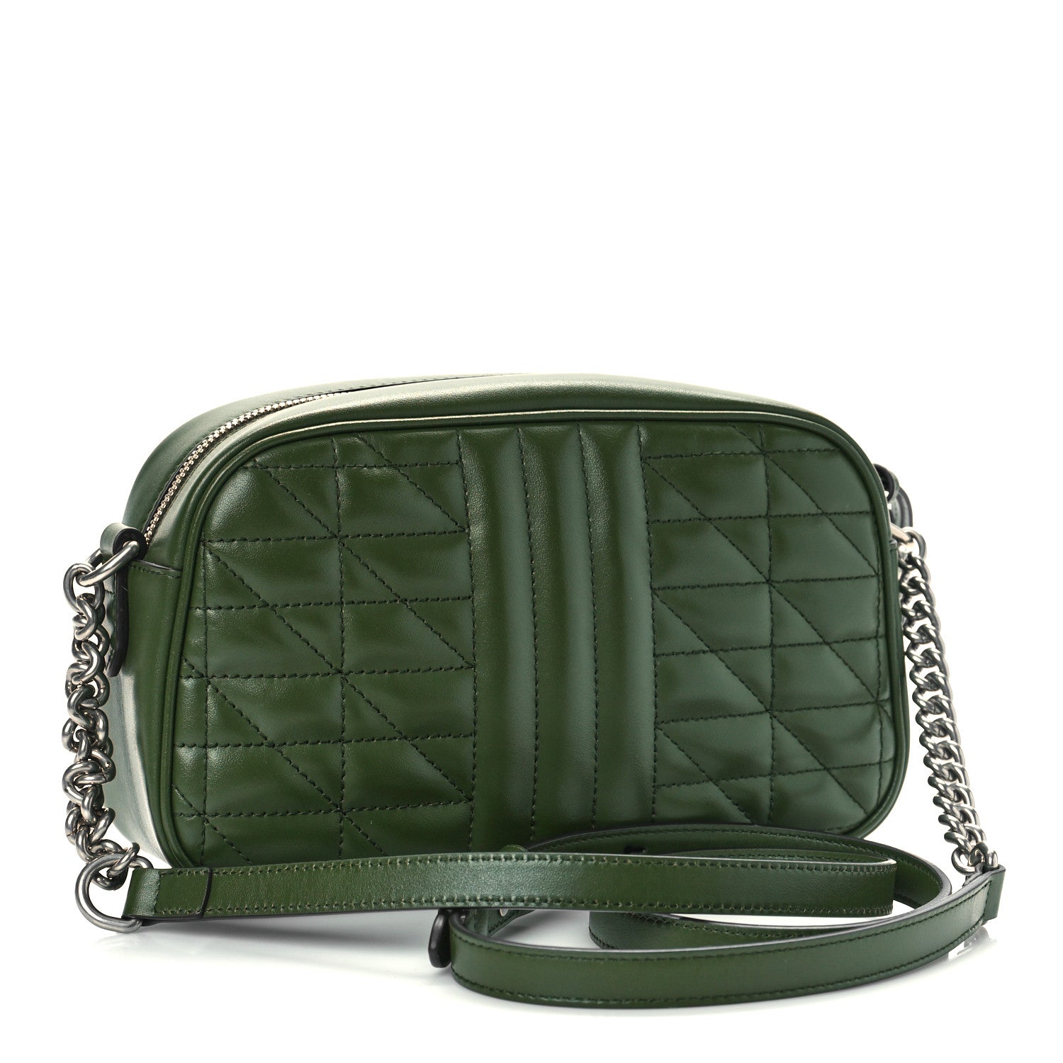 Gucci Calfskin Matelasse Aria Small GG Marmont Chain Shoulder Bag Military Wood 3 of 9