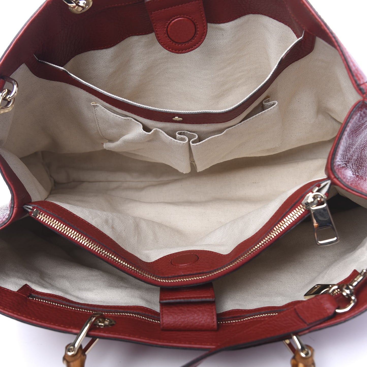 Calfskin Large Bamboo Shopper Tote Red