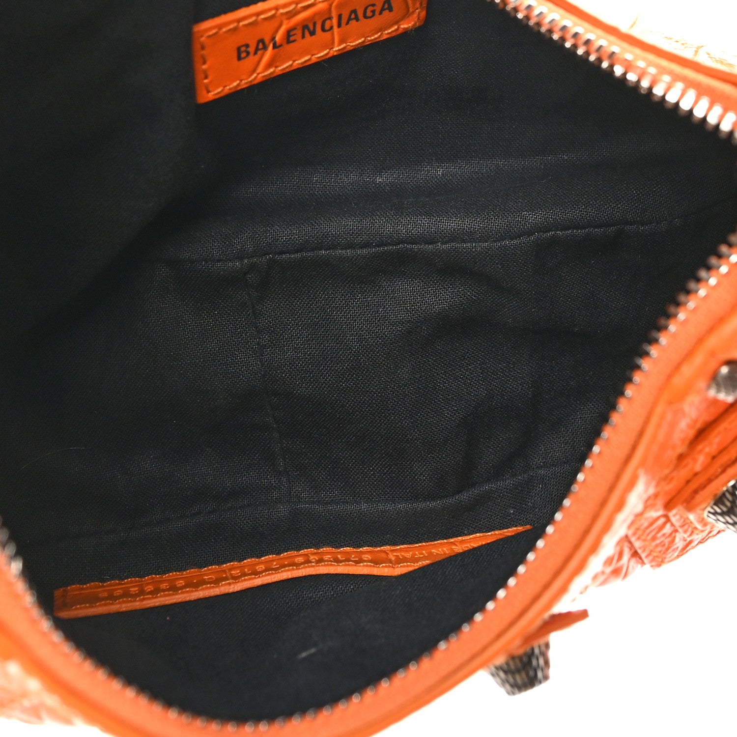 Balenciaga Extra Supple Calfskin Crocodile Embossed Le Cagole Shoulder Bag XS Pop Orange 5 of 10