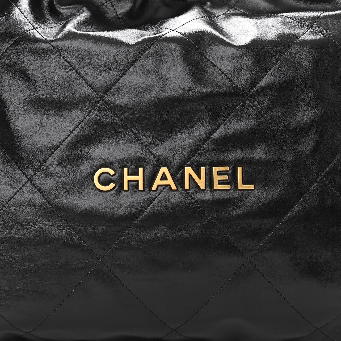 Shiny Calfskin Quilted Chanel 22 Black