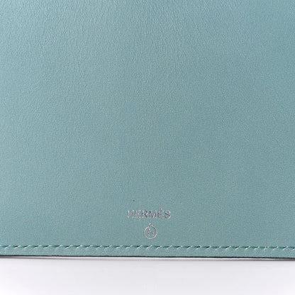Hermes Swift Togo Crocodile Hippopotame Petit H Card Case Bleu Saint Cyr Bleu Lin Ciel Chocolate 6 of 7