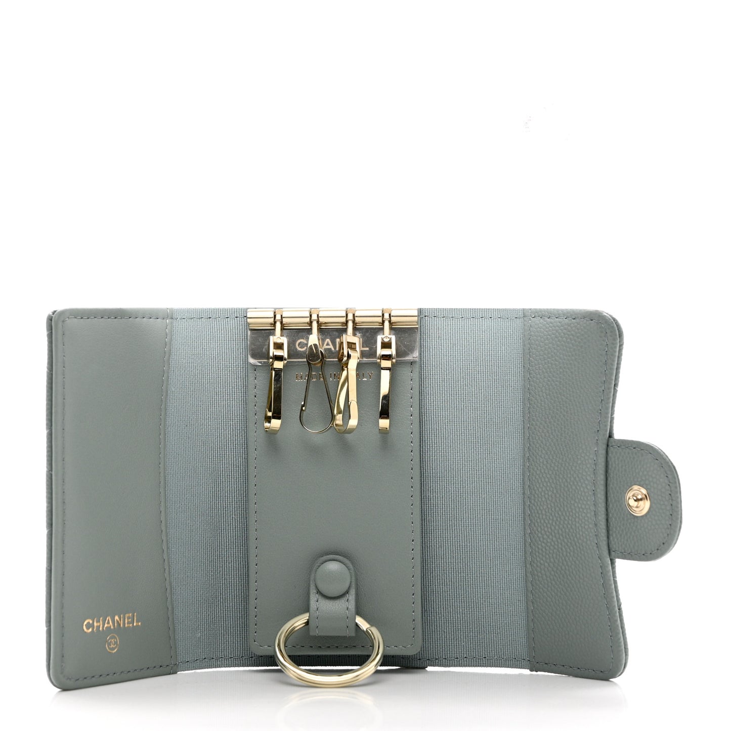 Caviar Quilted Classic 4 Key Holder Wallet Grey