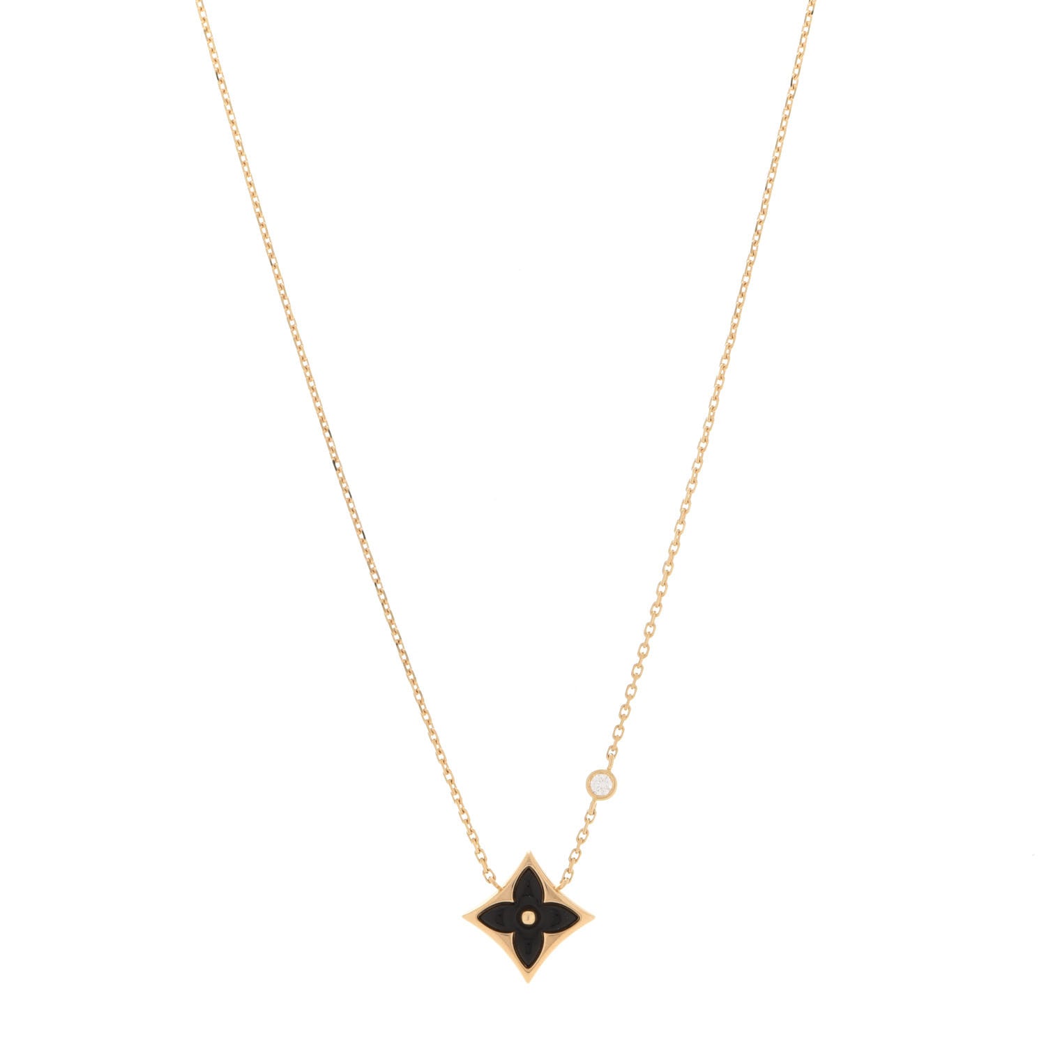 Louis Vuitton 18K Yellow Gold Diamond Black Onyx Color Blossom BB Star Pendant Necklace 1 of 7