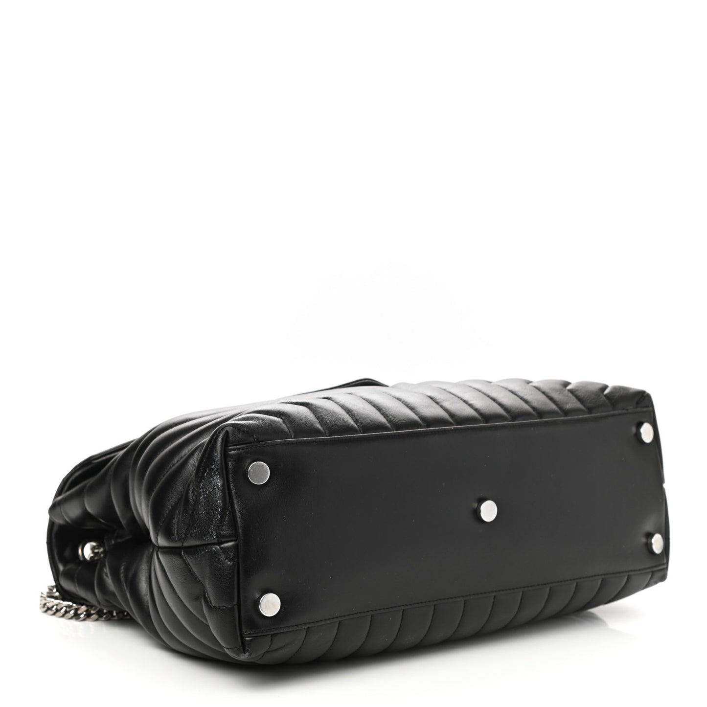 Calfskin Y Quilted Monogram Large Loulou Chain Satchel Black