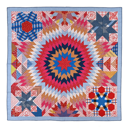 Hermes Cashmere Silk American Quilts Shawl 140 Multicolor 1 of 3