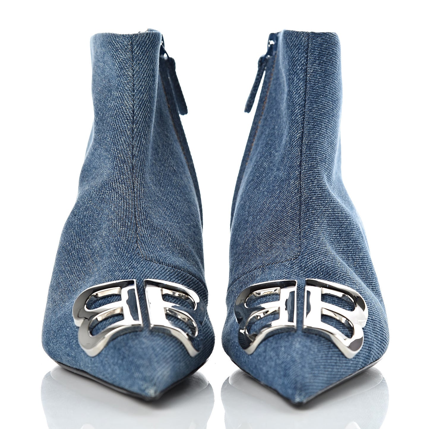 Denim BB Pointy Toe Ankle Booties 37 Light Bleu