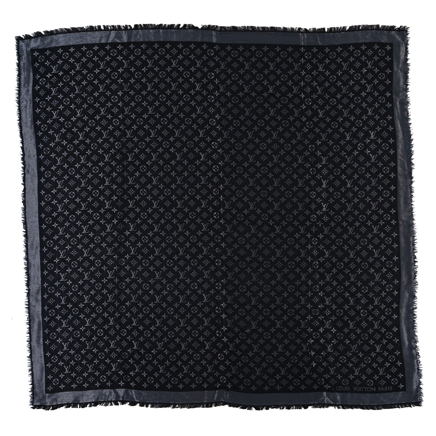 Louis Vuitton Silk Lurex Wool Monogram Shine Shawl Black 1 of 3