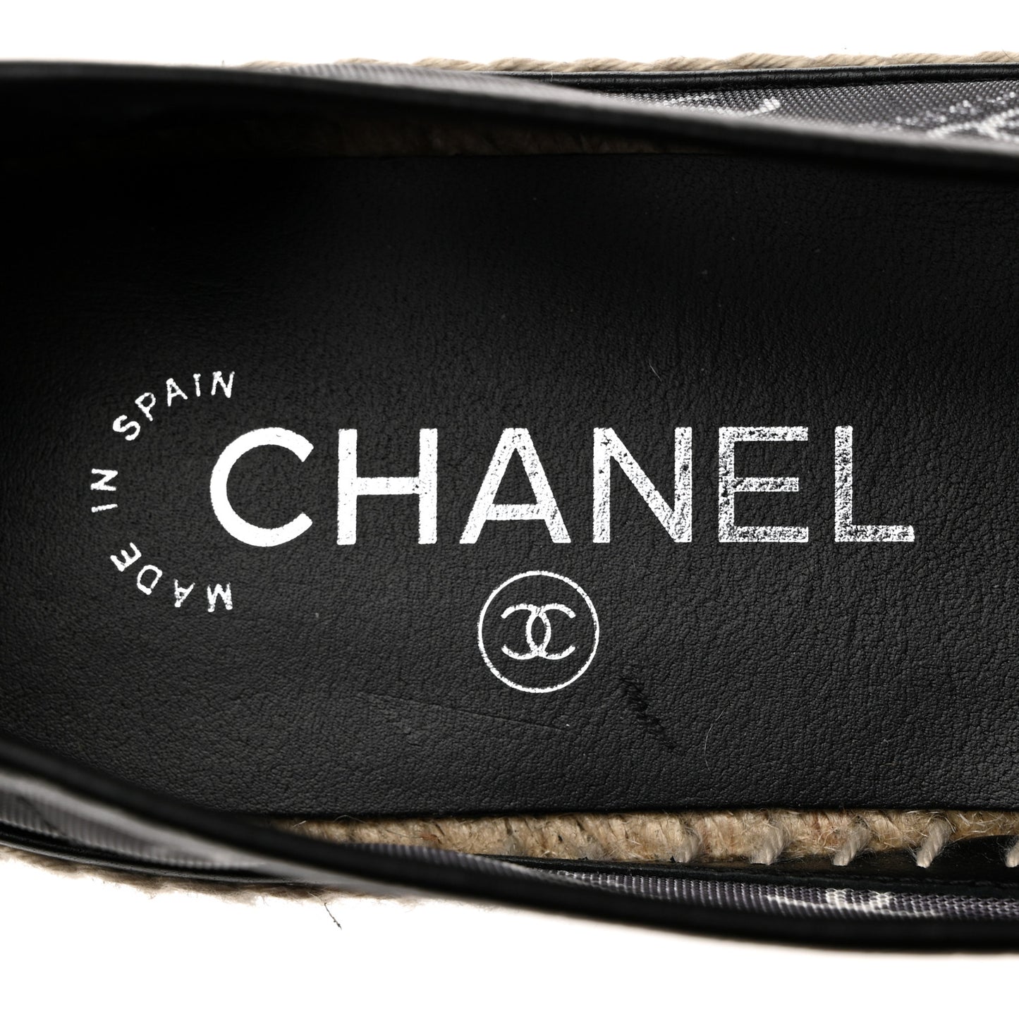 Mesh Grosgrain CC Espadrilles 41 Black White
