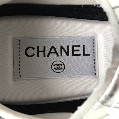 Chanel Laminated Calfskin CC Womens Sneakers 40 Silver 8 of 8