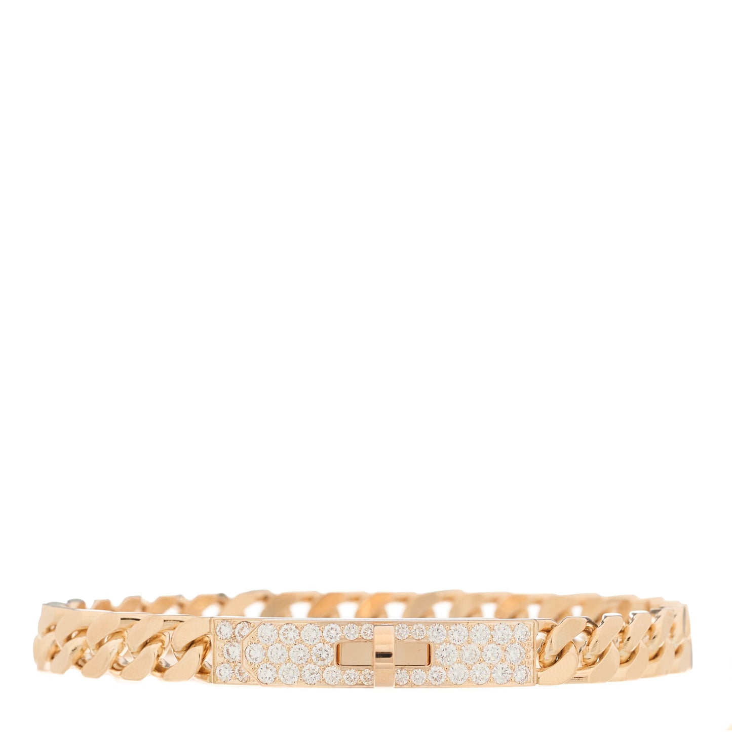 18K Rose Gold Diamond PM Kelly Gourmette Bracelet ST