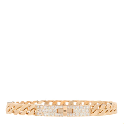 Hermes 18K Rose Gold Diamond PM Kelly Gourmette Bracelet ST 1 of 4
