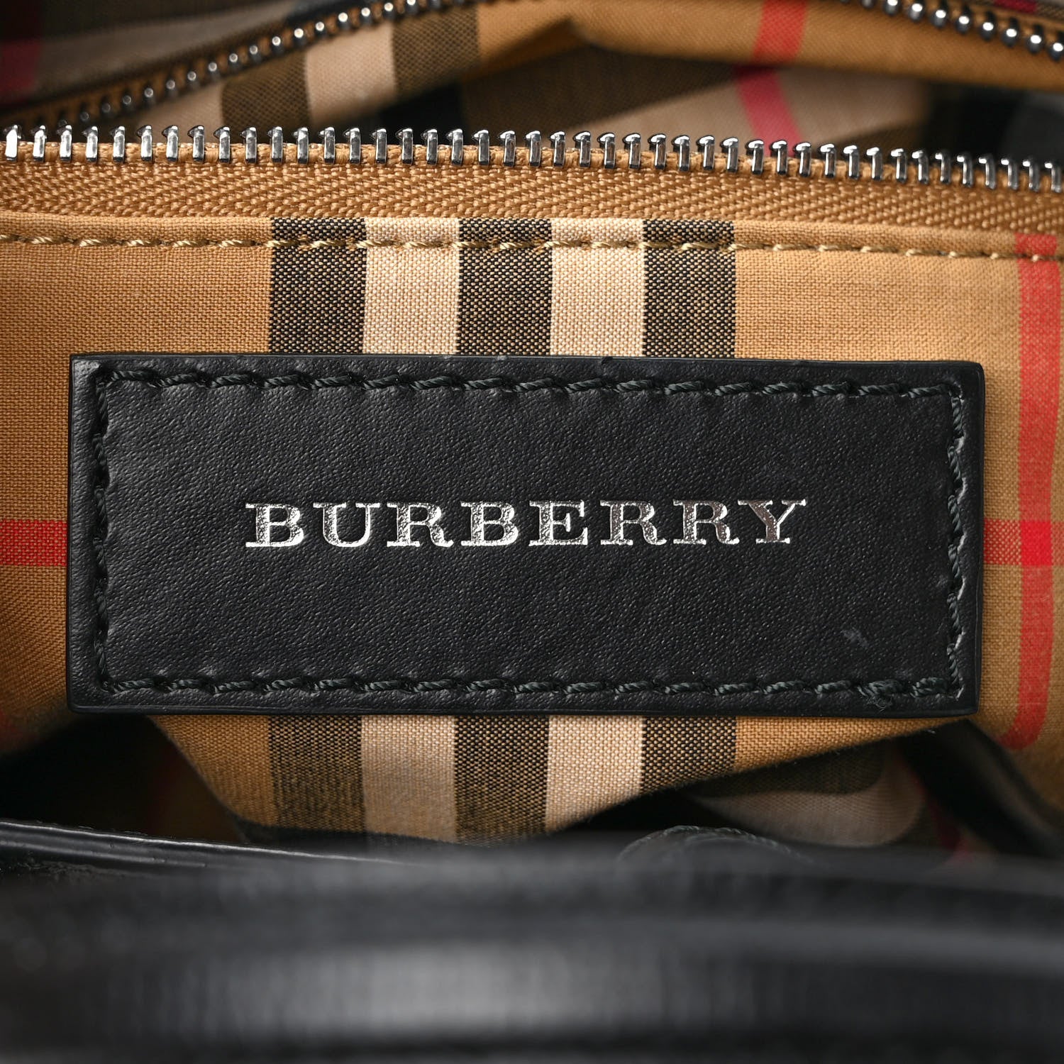 Burberry Grainy Calfskin House Check Small Banner Tote Black 6 of 11
