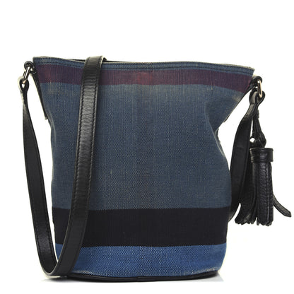 Burberry Overdyed Canvas Mega Check Mini Ashby Hobo Ultramarine Blue 3 of 23
