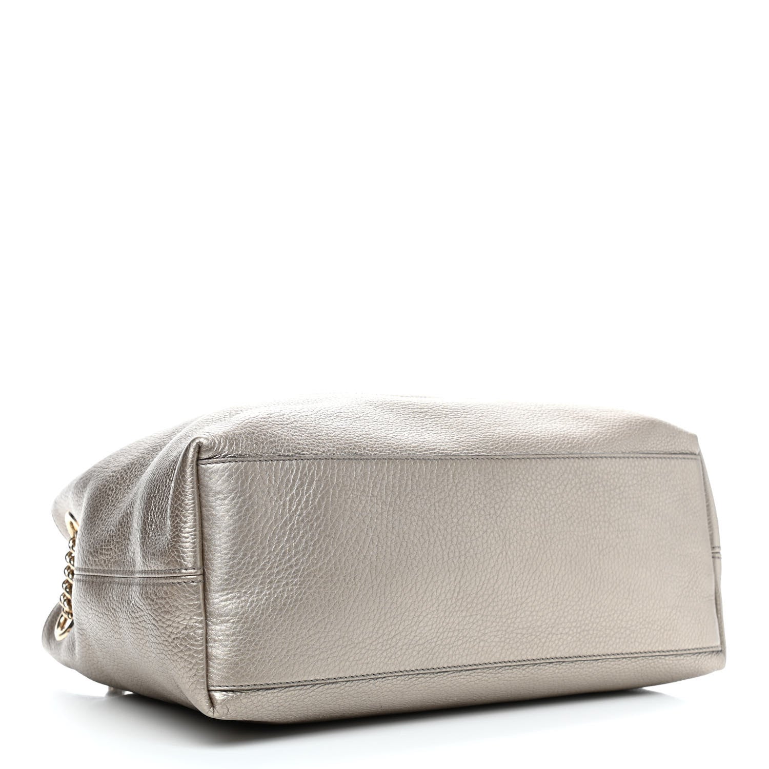 Gucci Metallic Pebbled Calfskin Medium Soho Chain Shoulder Bag Golden Beige 4 of 9