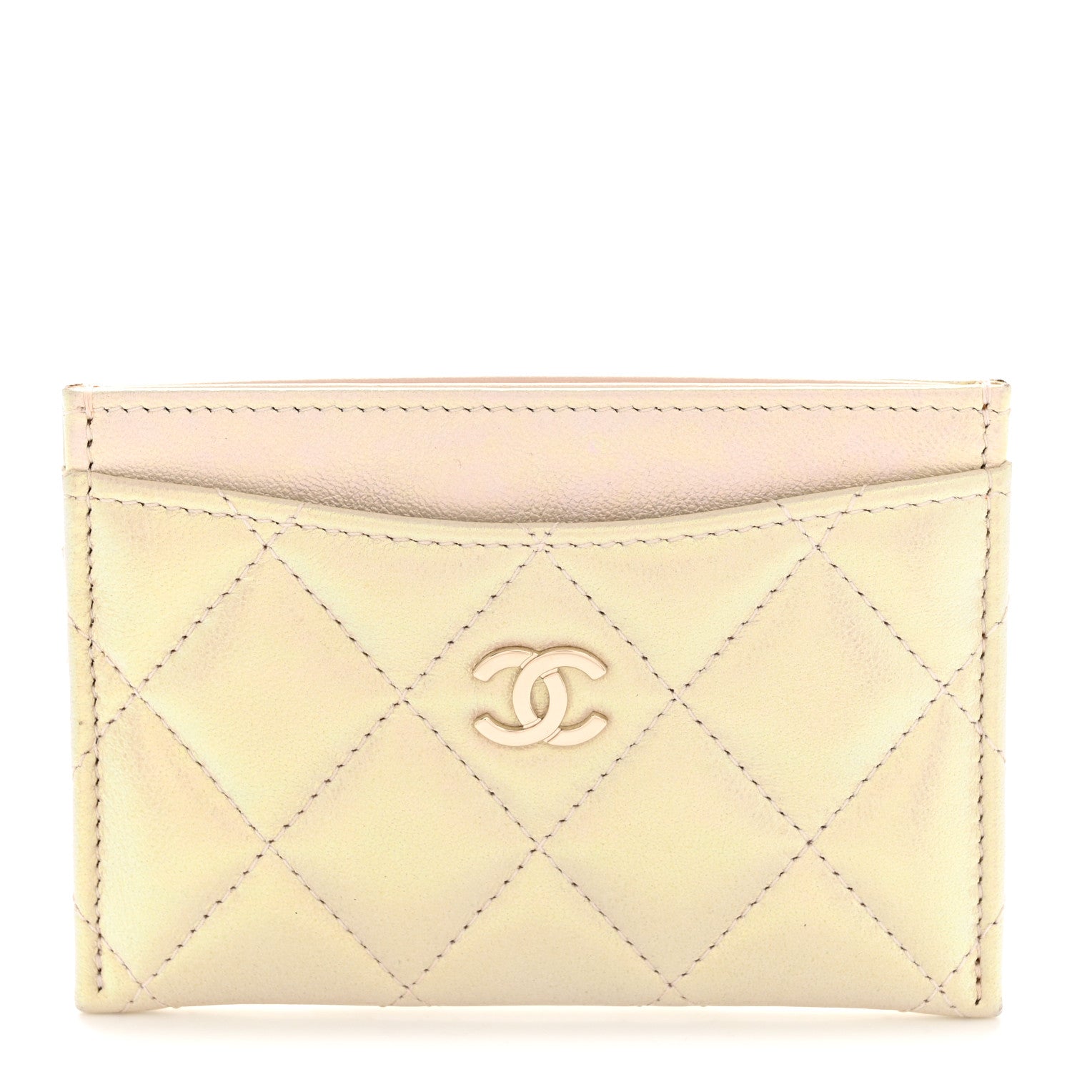 Chanel Iridescent Lambskin Quilted Card Holder Ivory 1 of 9