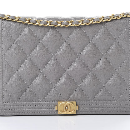 Chanel Caviar Quilted Boy Wallet On Chain WOC Grey 8 of 16
