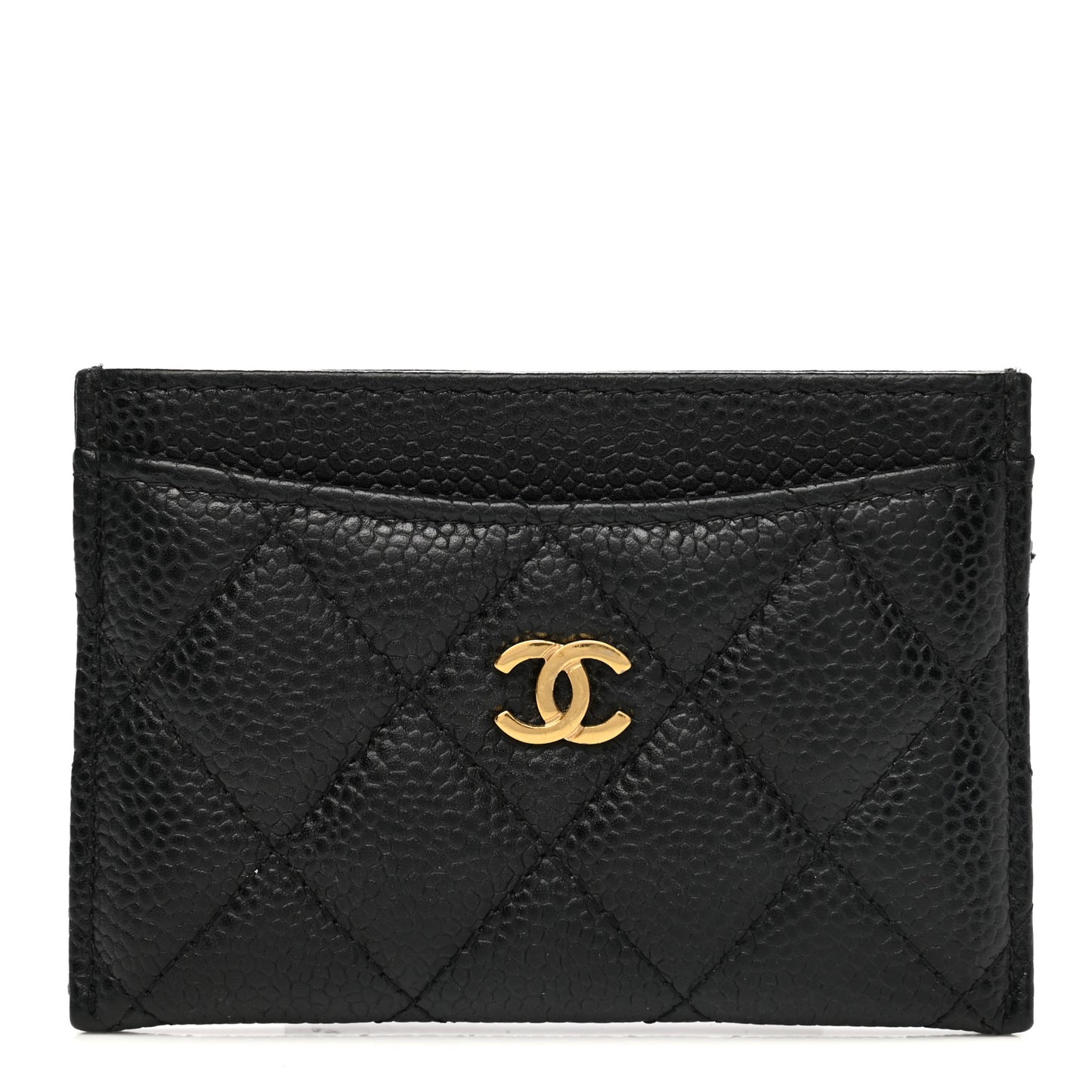 Caviar Quilted Card Holder Black
