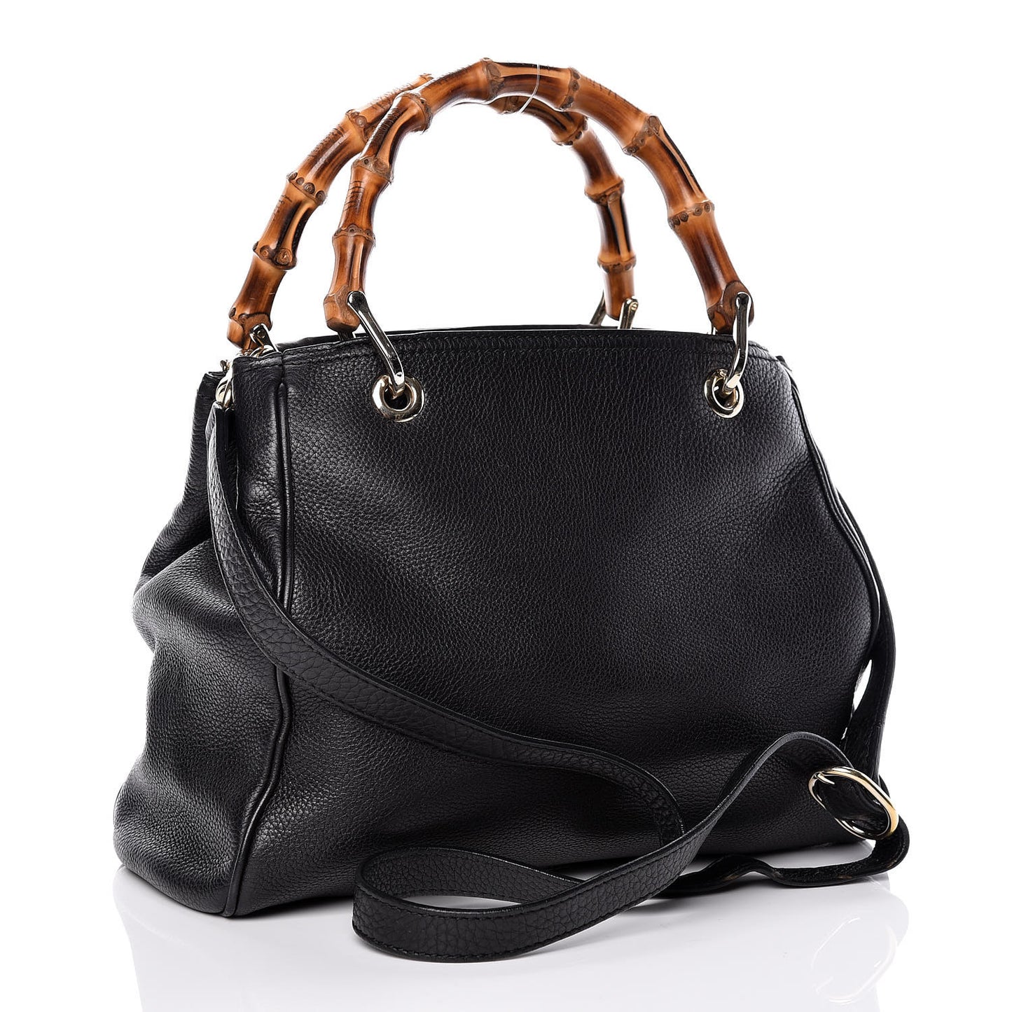 Calfskin Small Bamboo Shopper Tote Black