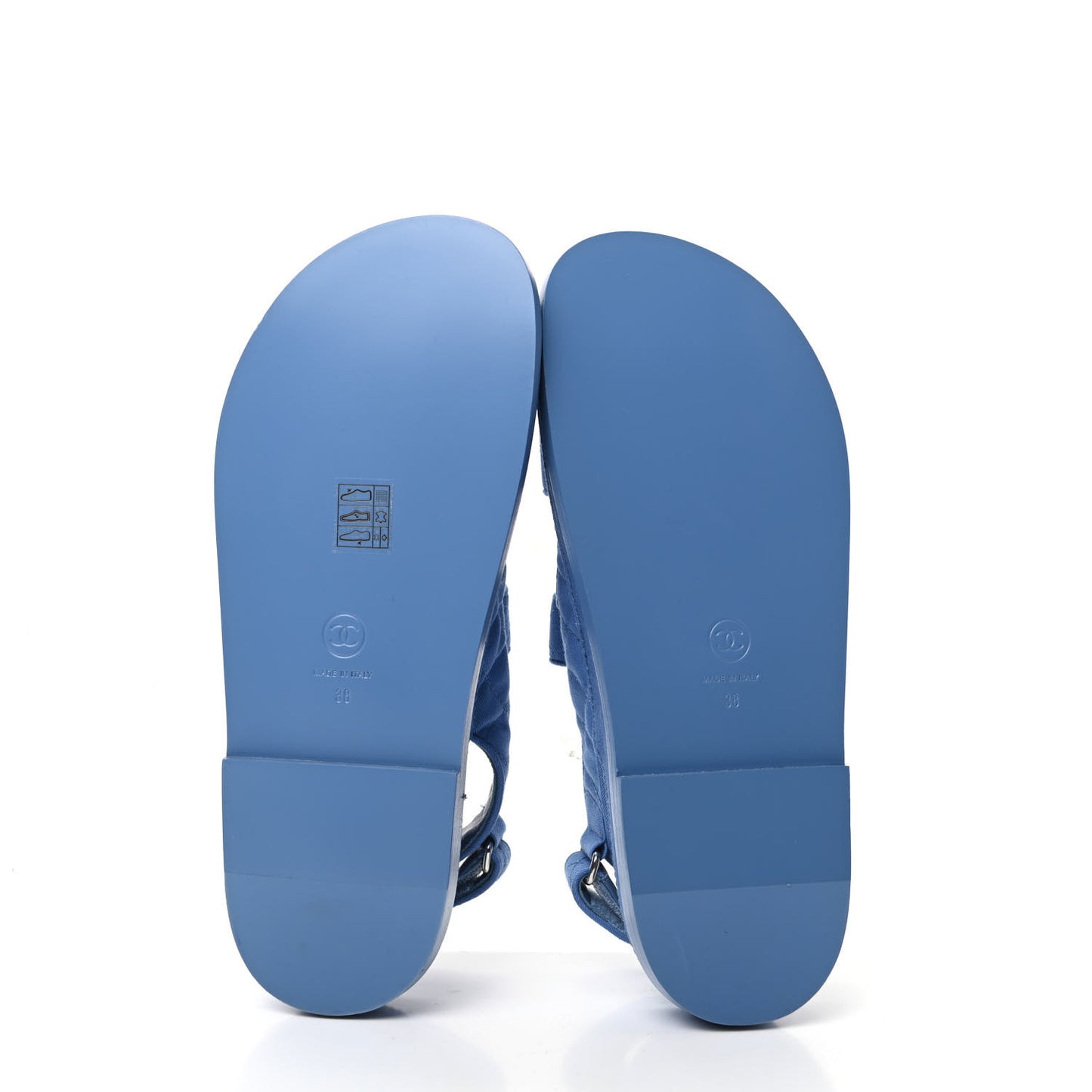 Grosgrain Quilted Velcro Dad Sandals 38 Blue