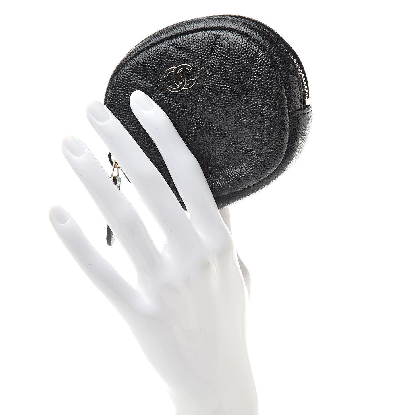 Caviar Quilted Zip Around Classic Coin Purse Black